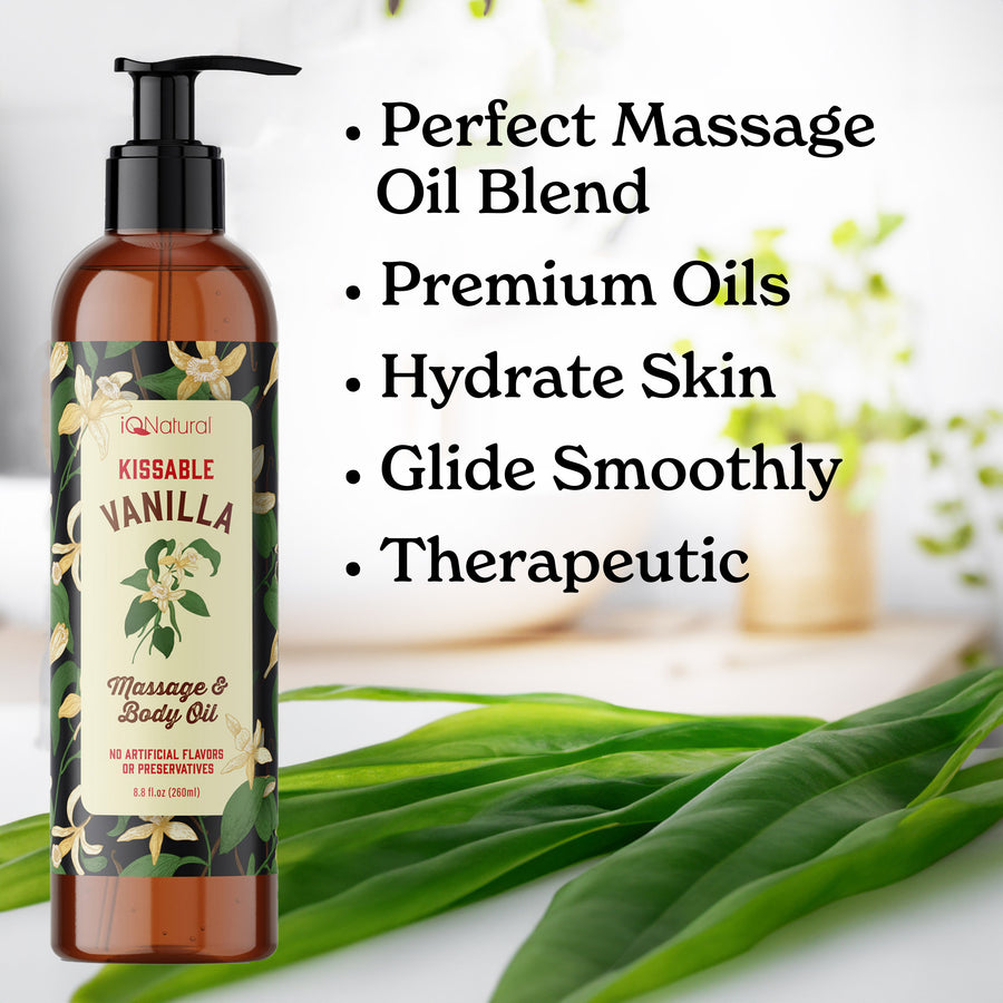 Sensual Vanilla Massage & Body Oil Edible - iQ Natural 